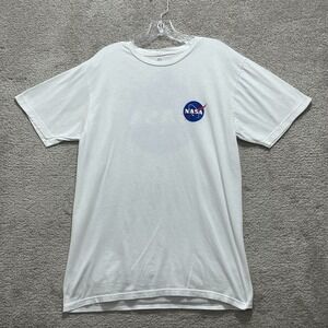 NASA  T-Shirt Men's Large White Patch Logo Crew Neck Pullover Bowery Supply Co